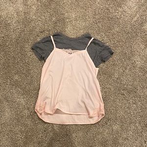Abercrombie Kids Gray and Pink Layered Shirt 11/12